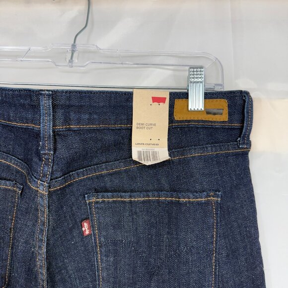 Levis Bootcut Jeans Women 16 33 Demi Curve Classic Rise Blue Dark Wash Denim NEW - Picture 2 of 10